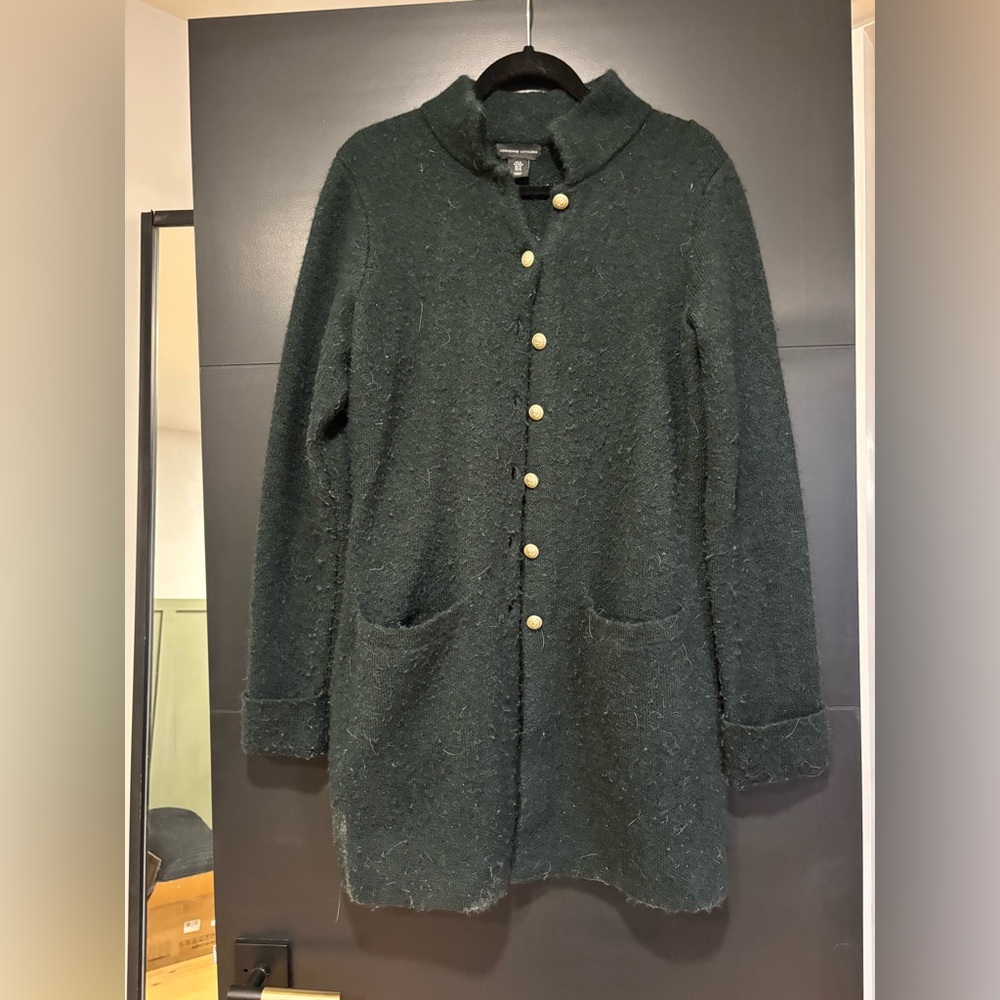 Adrienne Vittadini Forest Green Coat with Gold Accents